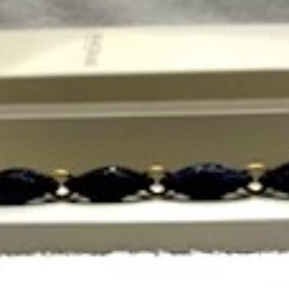 Macrae & Co. handbag charm gold tone heart and navy acrylic links New in Box - Picture 3 of 6